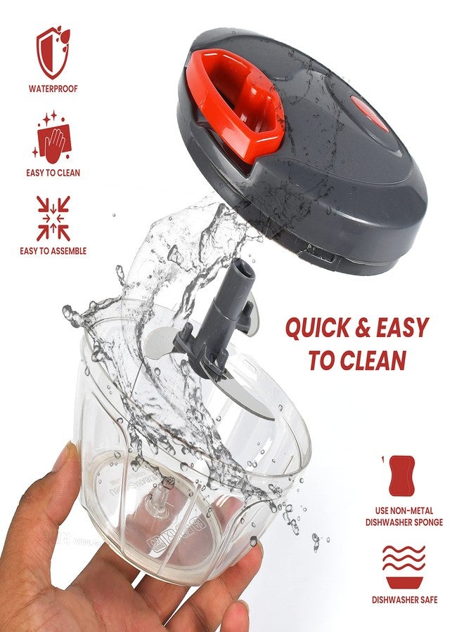 DeoDap Chopper for Kitchen | Vegetable Chopper & Cutter | Onion Chopper | Chopper for Kitchen Use | Hand Chopper for Kitchen | Cutter with 3 Blades for Chopping (Grey 450-ML) - Image 5